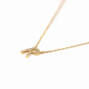 AHKAH イニシャル ネックレス R K18 ダイヤモンド 0.06ct イエローゴールド