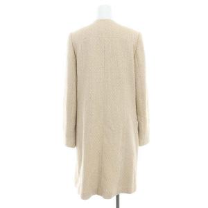 LANVIN en Bleu ビジューボタンノーカラーコート シングル ロング リネン混 38 M ベージュ