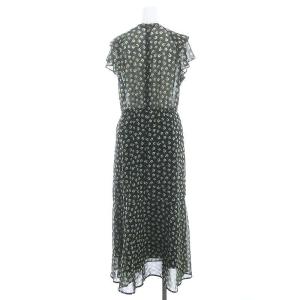 allureville 22AW 幾何フラワープリントラッフルカラーワンピース ロング マキシ 2 黒 ブラック /MF OS