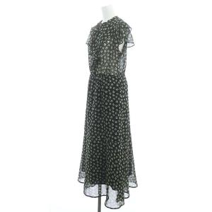 allureville 22AW 幾何フラワープリントラッフルカラーワンピース ロング マキシ 2 黒 ブラック /MF OS