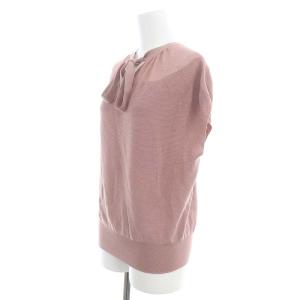 ANAYI 24AW バックリボンネックシアー プルオーバーニット カットソー 半袖 38 ピンク /MF OS SH