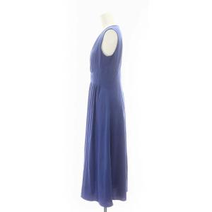 ANAYI 23AW ドライトリコットフレアワンピース ミモレ ロング ノースリーブ ギャザー 36 S 青 ブルー 10232714540