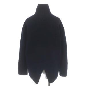 ANAYI 紡毛ウールバックスリット プルオーバーニット セーター 長袖 ハイネック 38 M 紺 ネイビー