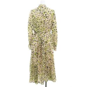 ANAYI 24SS レオパードプリントスタンドフリルワンピース ロング 長袖 ハイネック 38 ベージュ