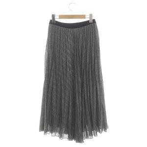 ANAYI グレンチェックプリーツスカート イージー マキシ ロング 36 S グレー