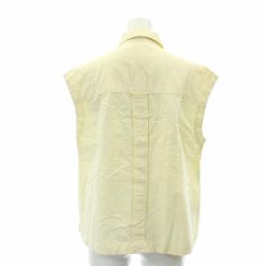 FRED PERRY 24SS スリーブレスシャツ 前開き ノースリーブ ロゴ刺繍 UK10 ライトイエロー G7144 /DO