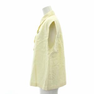 FRED PERRY 24SS スリーブレスシャツ 前開き ノースリーブ ロゴ刺繍 UK10 ライトイエロー G7144 /DO