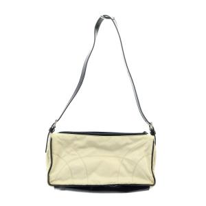 PRADA ショルダーバッグ 三角プレート ナイロン パテントレザー 白 ホワイト 黒 ブラック  B10922 OH