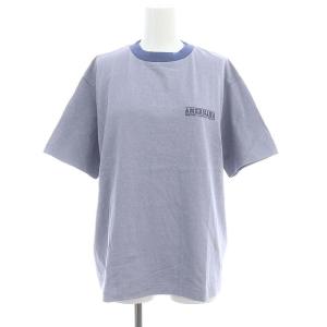 バックロゴプリントTシャツ カットソー 半袖 ライトパープル