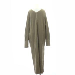 AMERICANA サーマルワンピース ロング 長袖 バックヘンリー ワッフル 茶色 ブラウン