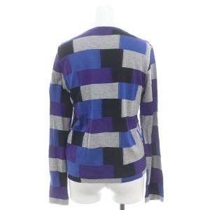 Tao AD2001 コットン カラーブロック カーディガン 長袖 青 黒 紫 グレー