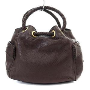 COLE HAAN レザーハンドバッグ 巾着 ダークブラウン