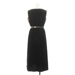 BLUE LABEL CRESTBRIDGE ワンピース ロング マキシ ノースリーブ チェック 切替 36 黒 ブラック