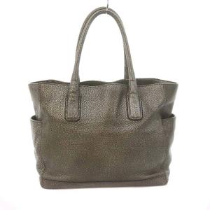 HIROFU レザー トートバッグ ハンド ロゴ グレー