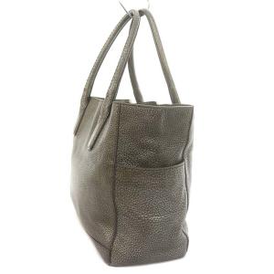 グレー レザートートバッグ ロゴ付き