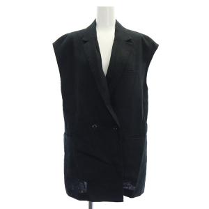 22SS リネンジレジャケット ベスト ダブル F 黒 ブラック /MY OS