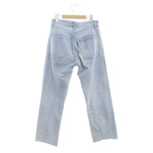 MADISONBLUE ヘムカットオフストレートデニムアイスウォッシュパンツ ジーンズ ボタンフライ ダメージ加工 02 ライトブルー