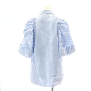 STRASBURGO support surface ストライプ シャツ カジュアル 五分袖 フレアスリーブ 1 S 青 ブルー 白 ホワイト