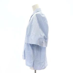 STRASBURGO support surface ストライプ シャツ カジュアル 五分袖 フレアスリーブ 1 S 青 ブルー 白 ホワイト