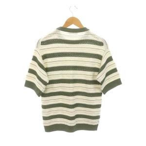 Cruciani 矢柄ボーダークルーネック半袖ニット セーター 44 緑 白 グリーン ホワイト CUK054 /DF OS