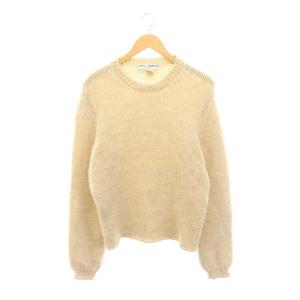 クルーネックニット セーター 長袖 ウール アルパカ 50 ライトベージュ