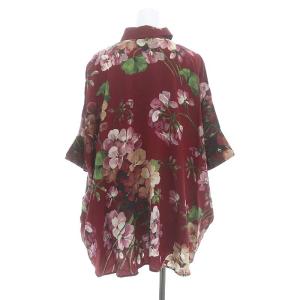 GUCCI シルクフラワードルマンブラウス 38 ボルドー