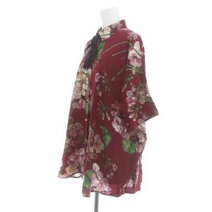GUCCI シルクフラワードルマンブラウス 38 ボルドー
