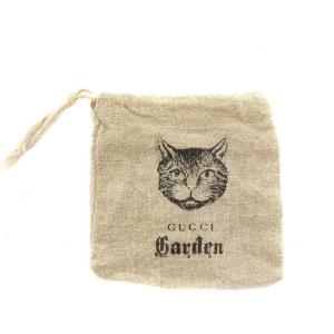 GUCCI GARDEN ガーデン ネコ 巾着 ポーチ 小物入れ ベージュ