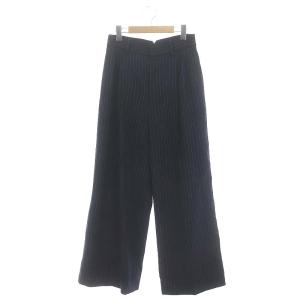22AW ピンストライプワイドパンツ タック 38 紺 ネイビー /HK OS
