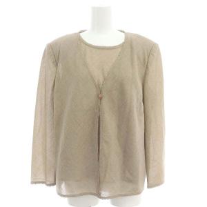 Leilian セットアップ 3点セット ノースリーブブラウス ノーカラージャケット 薄手 フレアスカート ロング ウール