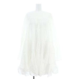SOLIMAN ティアードワンピース 長袖 ミニ コットン XS 白 ホワイト 9910300018