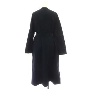 ENFOLD ソフトツイストCO1ミニマルスリットコート ロング ノーカラー ベルト付き 36 紺 ネイビー