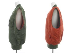 Ameri VINTAGE × アルファ ALPHA 23AW MA1 VEST リバーシブル ベスト 中綿 ジップアップ M カーキ オレンジ