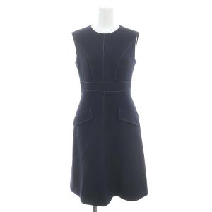 ステッチワンピース 膝丈 ノースリーブ 38 紺 ネイビー グレー 35026 /DO OS