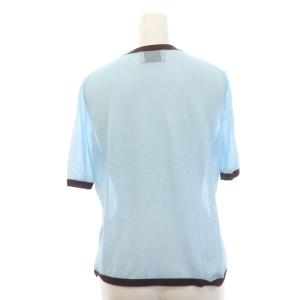 UNITED ARROWS シアー ショートスリーブ ニット カットソー 半袖 水色 紫 ライトブルー パープル