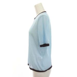 UNITED ARROWS シアー ショートスリーブ ニット カットソー 半袖 水色 紫 ライトブルー パープル