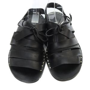 JIL SANDER レザーフラットストラップサンダル リボン 36 23.0cm 黒 ブラック