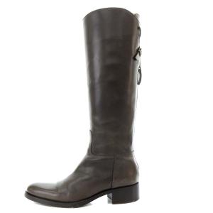 SARTORE レザーロングブーツ チャンキーヒール アーモンドトゥ 36.5 23.5cm 茶 ブラウン