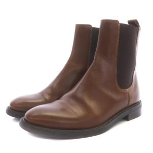 TOMORROWLAND サイドゴア ショートブーツ ラウンドトゥ 37 23.5cm 茶 ブラウン