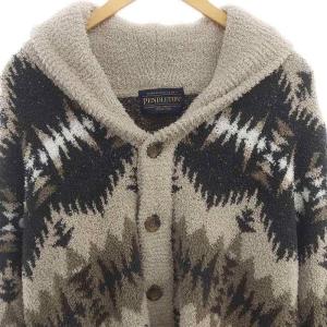 gelato pique ×PENDLETON カウチンカーディガン ニット 総柄 長袖 S-M ベージュ チャコール