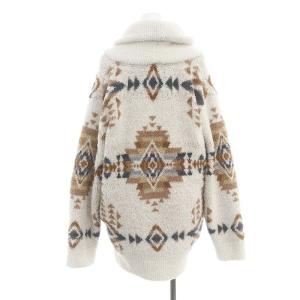 gelato pique ×PENDLETON カウチンカーディガン 総柄 ニット 長袖 F 白 茶 ホワイト ブラウン