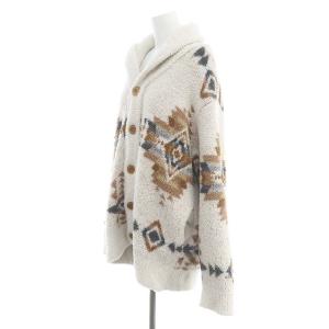 gelato pique ×PENDLETON カウチンカーディガン 総柄 ニット 長袖 F 白 茶 ホワイト ブラウン