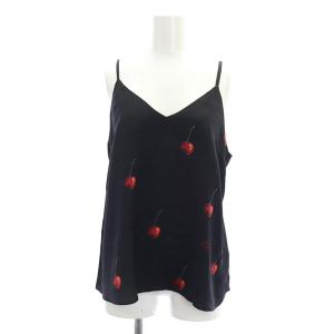 gelato pique Joel Robuchon チェリーサテンキャミソール ロングパンツ セットアップ 上下 パジャマ イージー F 黒 ブラック