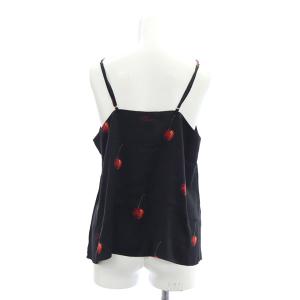 gelato pique Joel Robuchon チェリーサテンキャミソール ロングパンツ セットアップ 上下 パジャマ イージー F 黒 ブラック