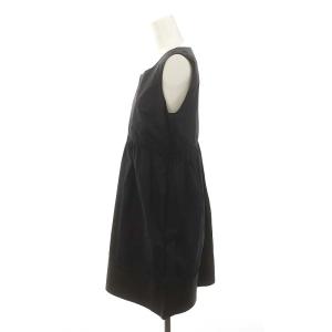 CELINE フィービー期 レザー切替 ノースリーブ ワンピース 膝丈 36 紺 ネイビー