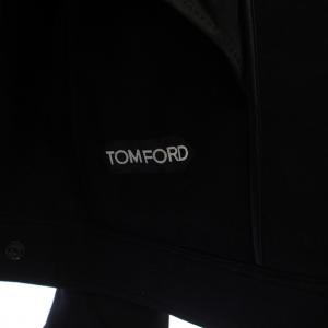 TOM FORD レザーパイピングウールブルゾン ステンカラージャケットジップアップ 46 ブラック