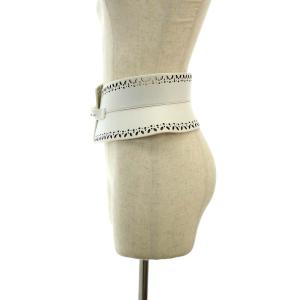 CELFORD レーザーカットペプラムベルト ワイド ギボシ 幾何学模様 白 ホワイト