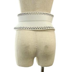 CELFORD レーザーカットペプラムベルト ワイド ギボシ 幾何学模様 白 ホワイト