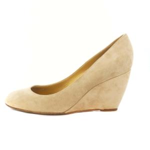 Sergio Rossi パンプス ラウンドトゥ ウェッジソール スエード 39.5 26.5cm ベージュ