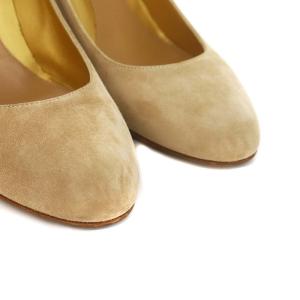 Sergio Rossi パンプス ラウンドトゥ ウェッジソール スエード 39.5 26.5cm ベージュ